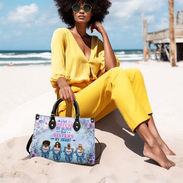 Not Sisters By Blood But Sisters By Heart - Personalized Leather Handbag Sblhbltu2806D