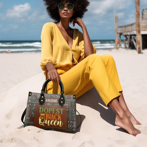 Dopest Black Queen - Personalized Leather Handbag