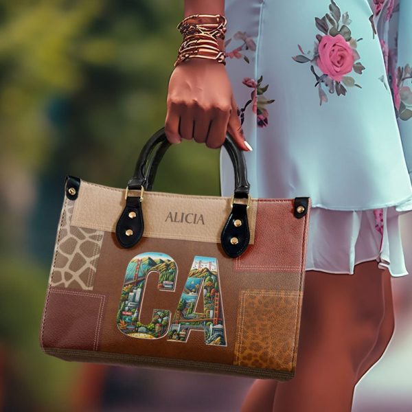 State Pride - Personalized Leather Handbag Stb160