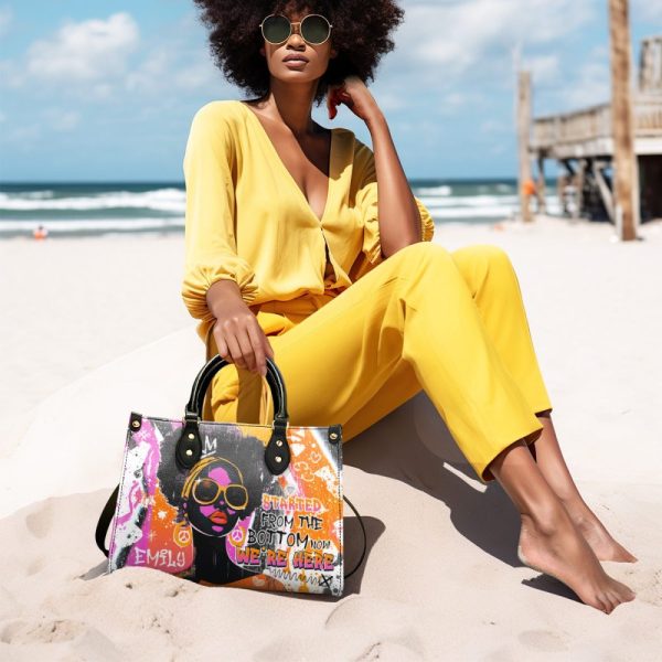 Started From The Bottom Now We Are Here - Personalized Leather Handbag Sblhbltn2384T