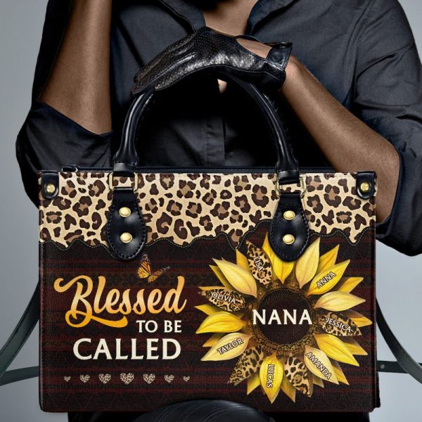 Blessed To Be Called Grandma - Personalized Leather Handbag