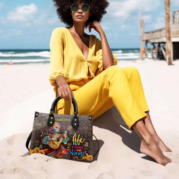 Life Is A Song Sing It - Personalized Leather Handbag Sblhblm2772L