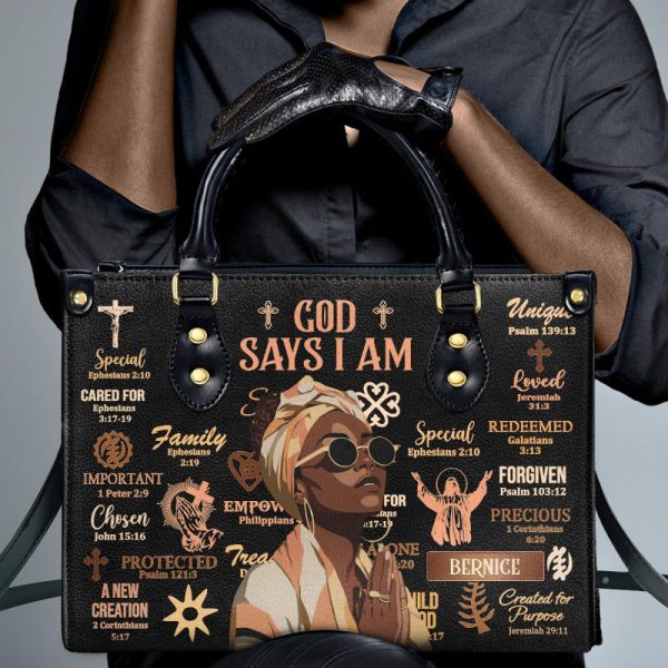 God Says I Am - Personalized Leather Handbag