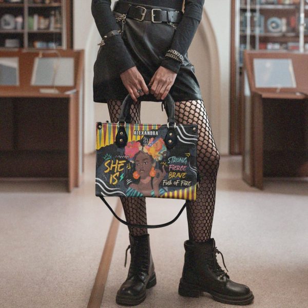 She Is - Personalized Leather Handbag