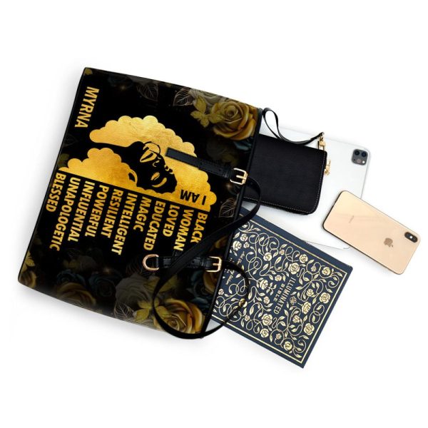 I Am Black - Personalized Leather Totebag