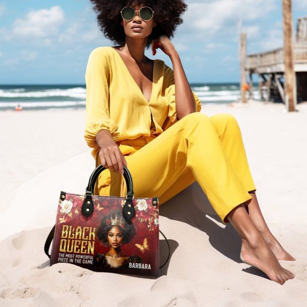 Black Queen Is Powerful - Personalized Leather Handbag