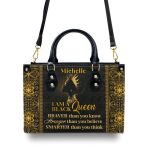 I Am A Black Queen - Personalized Leather Handbag