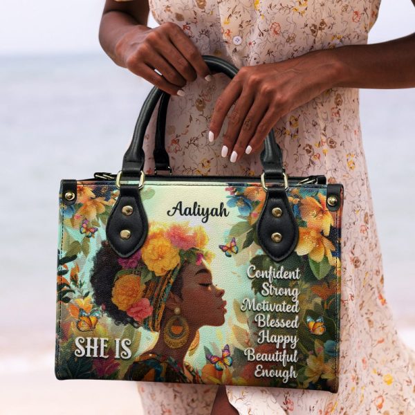 She Is - Personalized Leather Handbag
