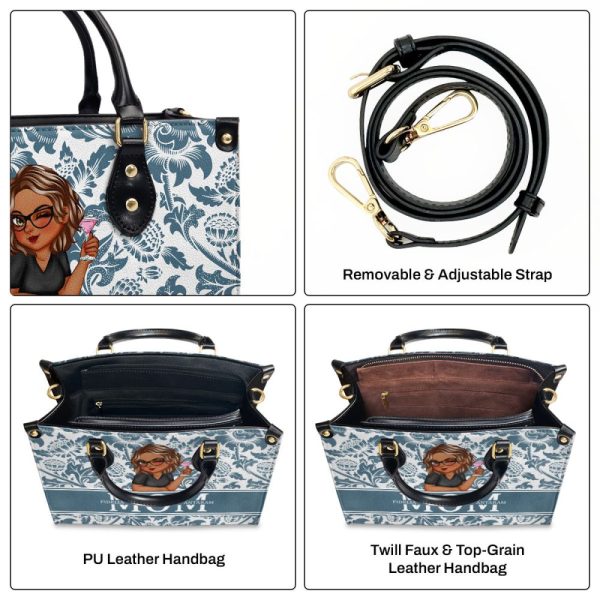 Grandma Mom Floral - Personalized Leather Handbag Sblhblpa1410D