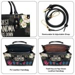 Best Grandma Hands Down - Personalized Leather Handbag Stb111