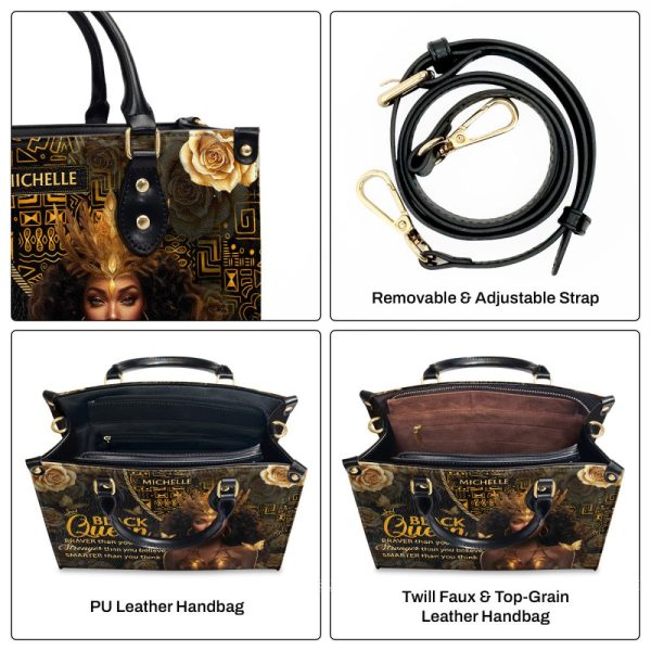 I Am A Black Queen - Personalized Leather Handbag