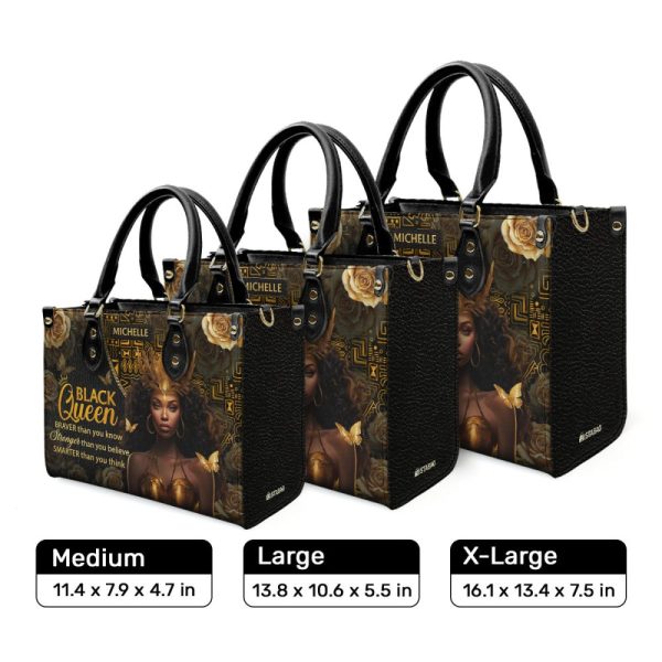 I Am A Black Queen - Personalized Leather Handbag