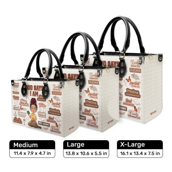 God Says I Am Teacher - Personalized Leather Handbag
