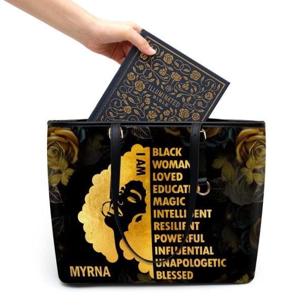 I Am Black - Personalized Leather Totebag