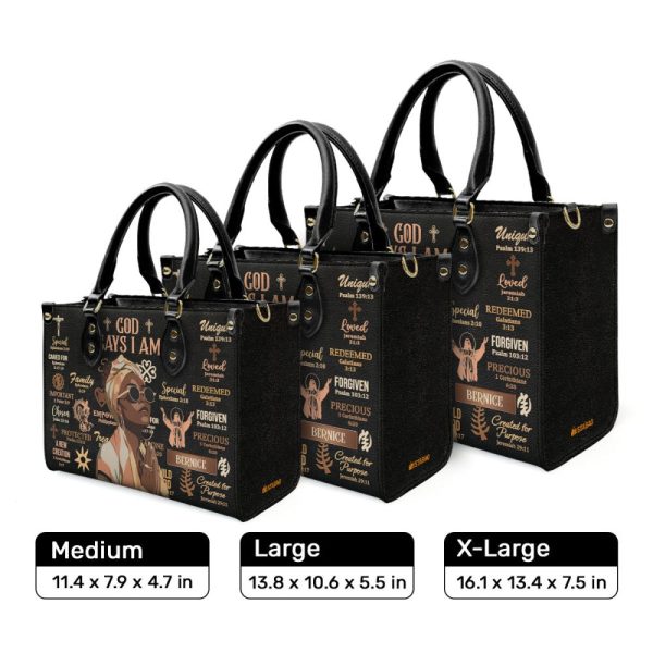 God Says I Am - Personalized Leather Handbag