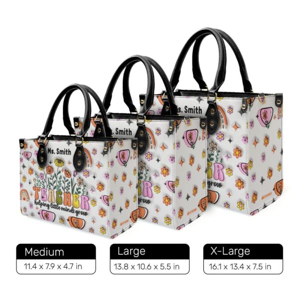 Teacher Helping Little Minds Grow - Personalized Leather Handbag Sblhblm998Ta