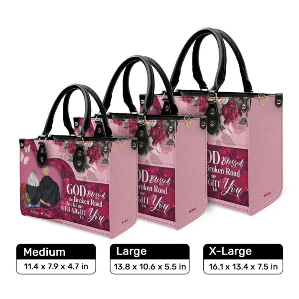 God Blessed The Broken Road That Led Me Straight To You - Personalized Leather Handbag Sblhblpa1036L