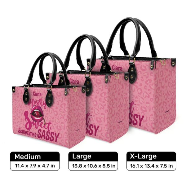 Mostly Sweet Sometimes Sassy - Personalized Leather Handbag Stb201