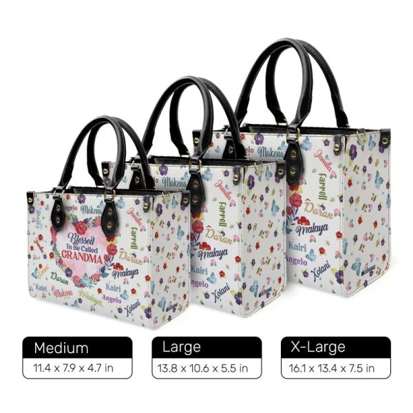 Grandma Flower - Personalized Leather Handbag Sblhblm1991L