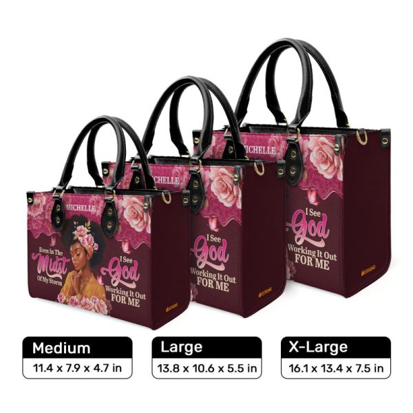I See God Working It For Me - Personalized Leather Handbag