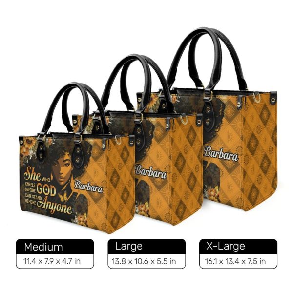 She Who Kneels Before God Can Stand Before Anyone - Personalized Leather Handbag