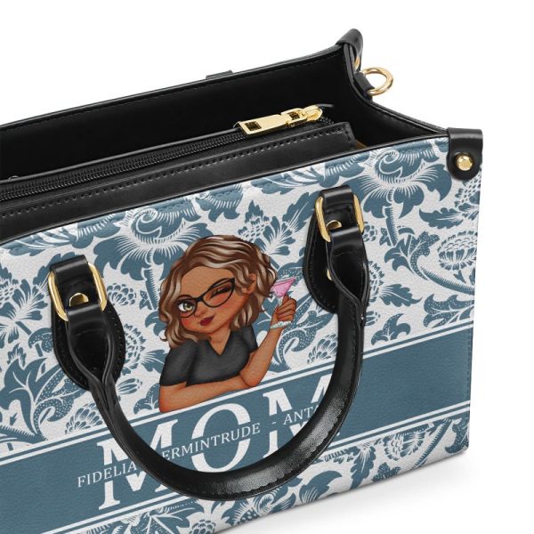 Grandma Mom Floral - Personalized Leather Handbag Sblhblpa1410D