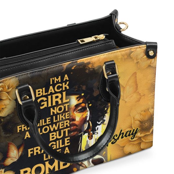 Fragile Like A Bomb - Personalized Leather Hand Bag Stb84