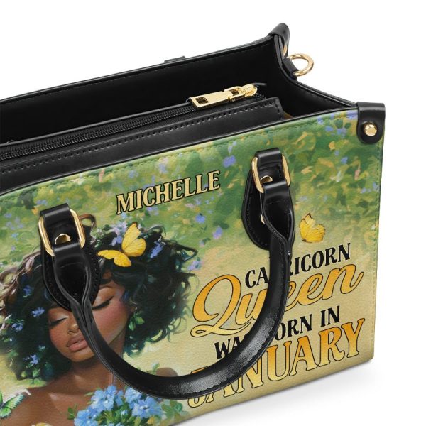 A Black Queen Was Born In - Personalized Leather Handbag