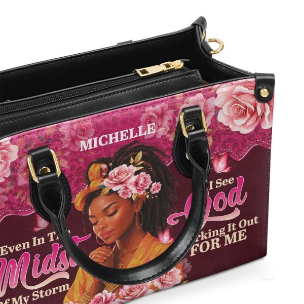 I See God Working It For Me - Personalized Leather Handbag