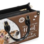 The Road To My Heart Is Paved With Paw Prints - Personalized Leather Handbag Sblhbll2038M