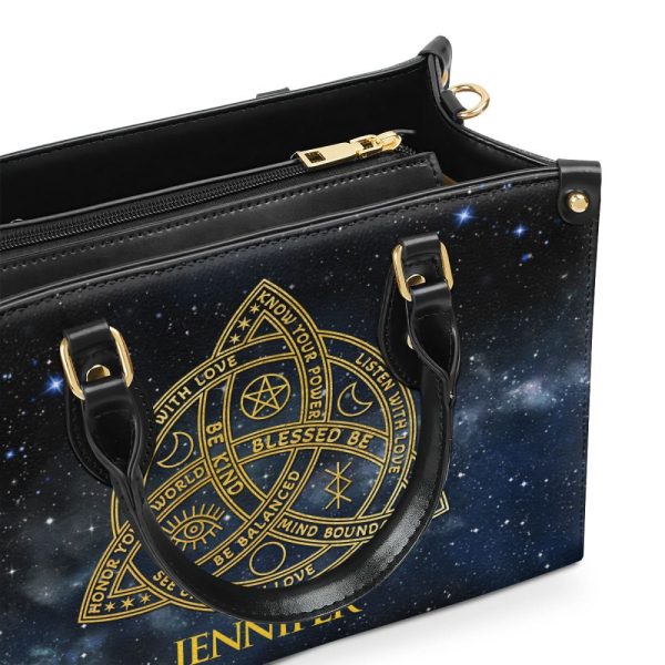 The Triquetra With Affirmations - Personalized Leather Handbag Stb219