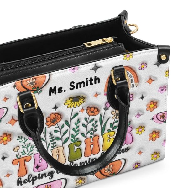Teacher Helping Little Minds Grow - Personalized Leather Handbag Sblhblm998Ta