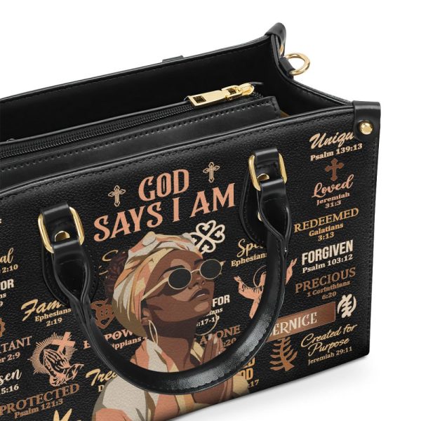 God Says I Am - Personalized Leather Handbag