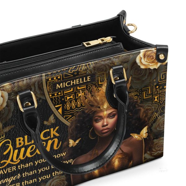 I Am A Black Queen - Personalized Leather Handbag