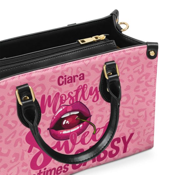 Mostly Sweet Sometimes Sassy - Personalized Leather Handbag Stb201