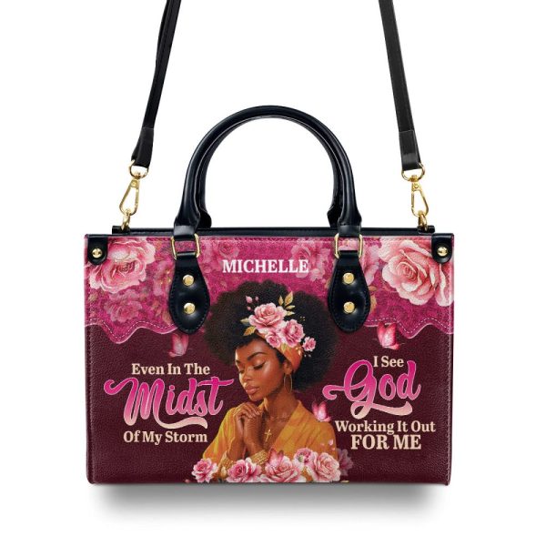 I See God Working It For Me - Personalized Leather Handbag