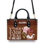 She Has Fire In Her Soul And Grace In Her Heart - Personalized Leather Handbag Sblhbln1386M