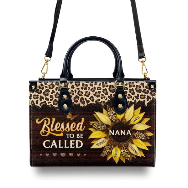 Blessed To Be Called Grandma - Personalized Leather Handbag