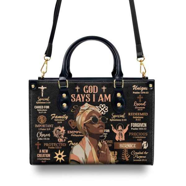 God Says I Am - Personalized Leather Handbag