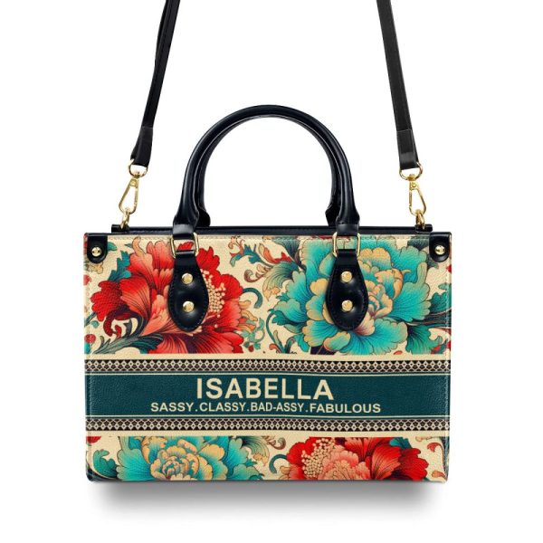 Classy Flower - Personalized Leather Handbag Stb124