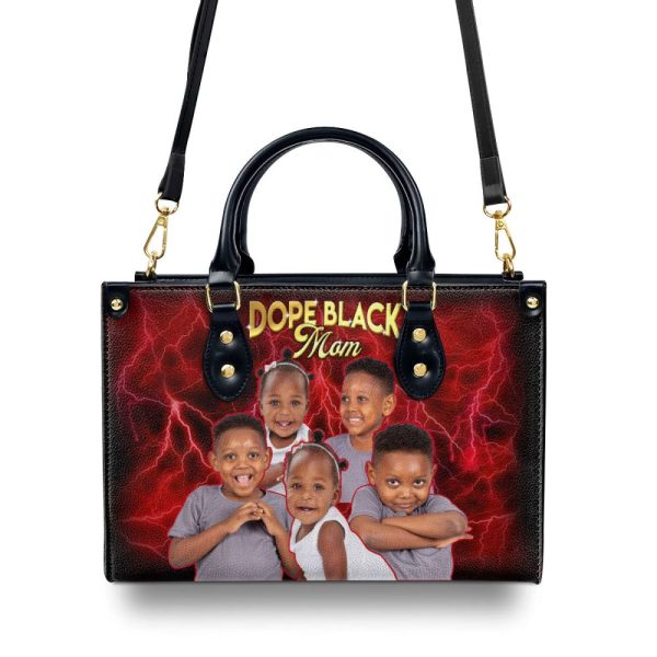 Dope Black Mom - Personalized Leather Handbag Sblhbnun888T