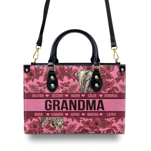 Blessed To Call Grandma - Personalized Leather Handbag