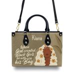 When God Created Black Women - Personalized Leather Hand Bag Stb107