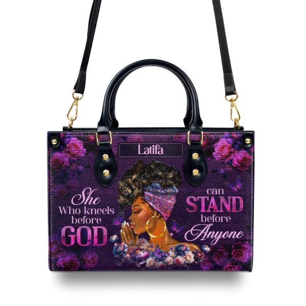 She Who Kneels Before God - Personalized Leather Handbag