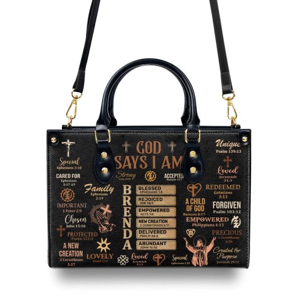 God Says I Am - Personalized Leather Handbag