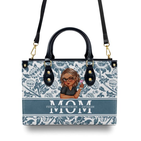 Grandma Mom Floral - Personalized Leather Handbag Sblhblpa1410D