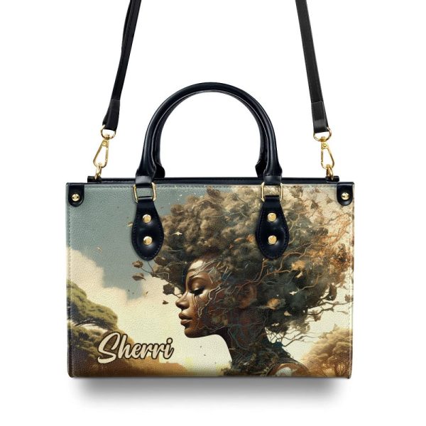 Rooted Radiance - Personalized Leather Handbag Sb127