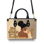 What Makes You Different Makes You Beautiful - Personalized Leather Hand Bag Stb106