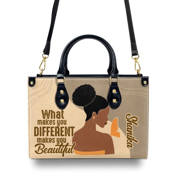 What Makes You Different Makes You Beautiful - Personalized Leather Hand Bag Stb106