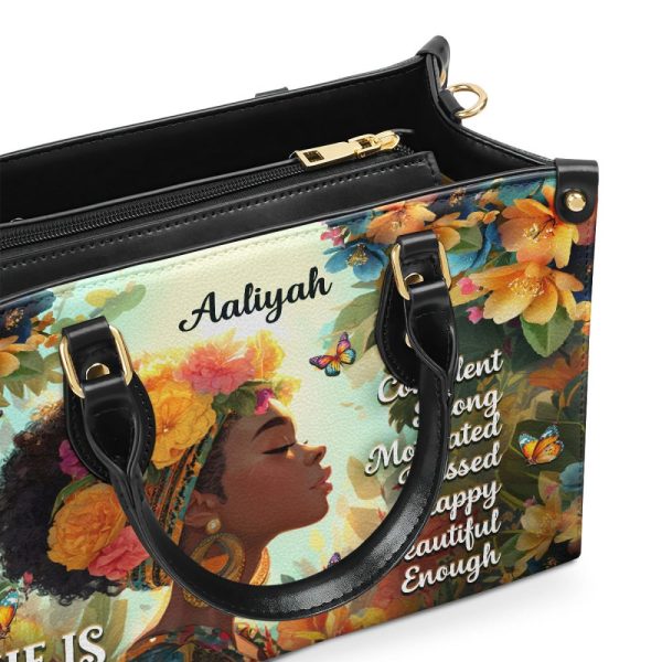 She Is - Personalized Leather Handbag